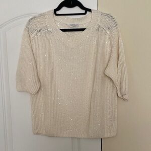 Brunello Cucinelli Cream Sweater with Sequin Accents